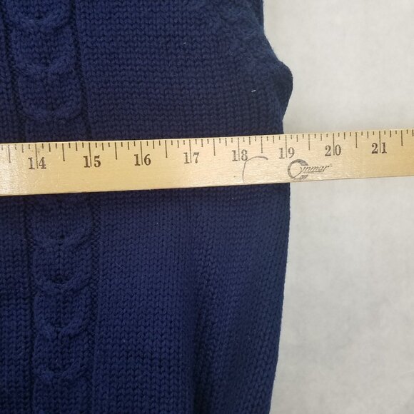 Sirocco Cardigan Women Sm Cable Knit Navy Blue Open Front Belted Classic Vintage - Picture 12 of 13
